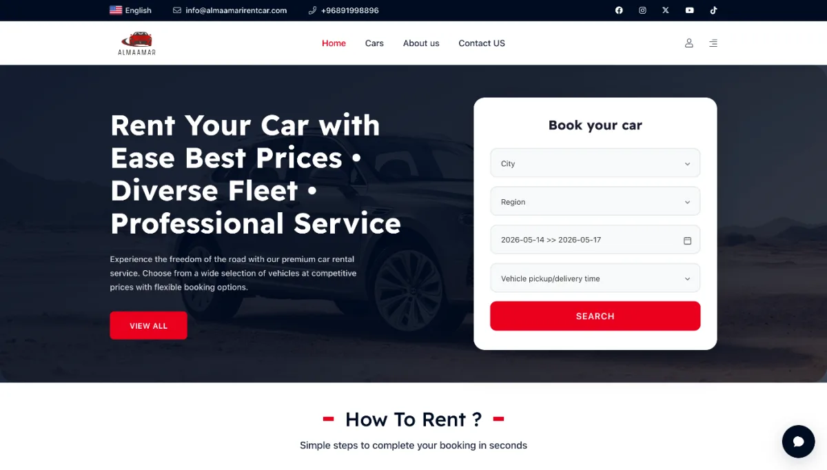Sample Kira car-rental website in English